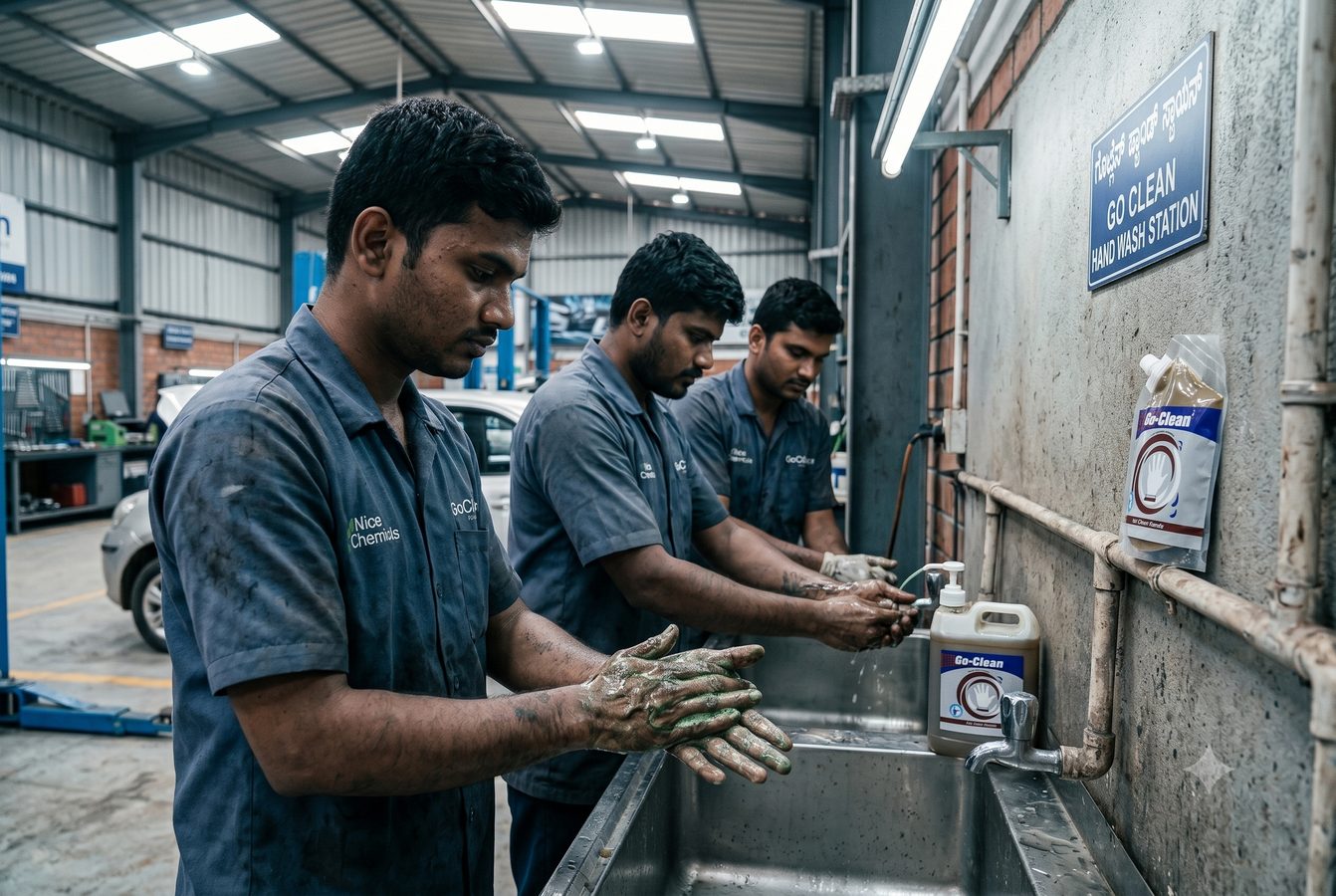 Workers at Go-Clean wash station